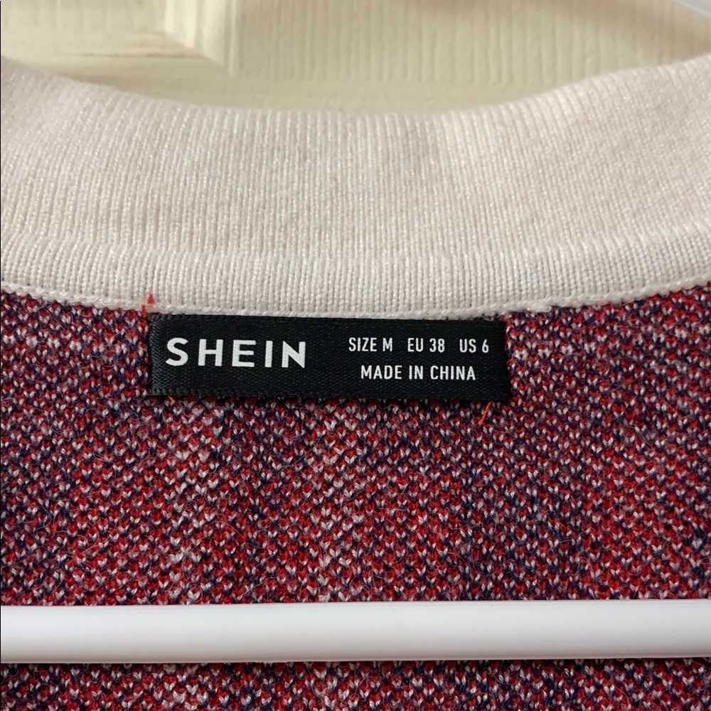 🌷3 for $25🌷SHEIN, US 6, Red Black & White Plaid Bodycon Sweater Dress - Picture 9 of 10